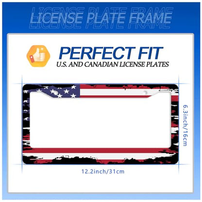 American Flag License Plate Frame Stainless Steel Car Accessories