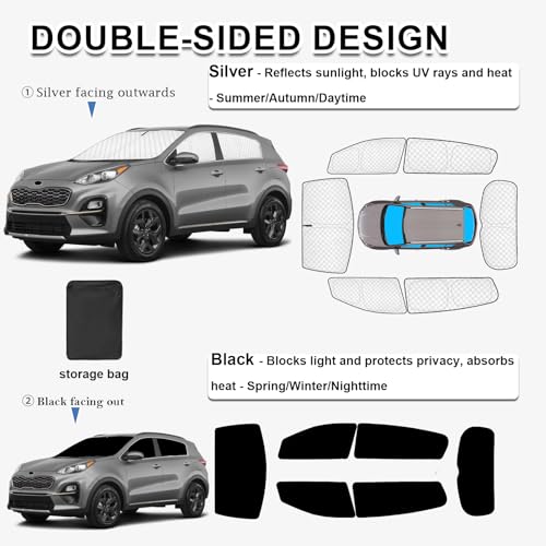 6pcs Thicken Sun Shades for KIA Sportage 2017 (6 Count)