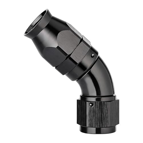 12AN 45 Degree PTFE One Piece Full Flow End Hose Fitting Aluminum Black