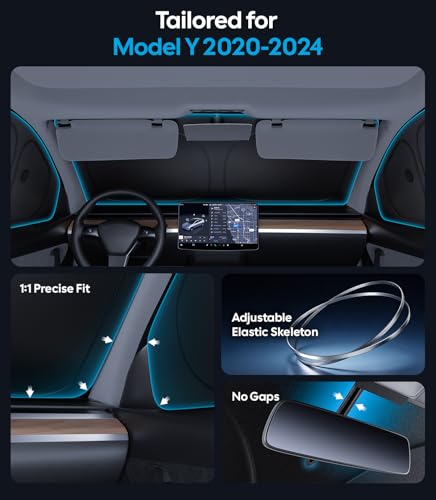 2026 8PC Full Set Window Sunshade for Tesla Model Y 2020 (8 Count)
