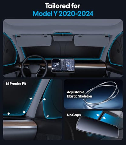 2026 8PC Full Set Window Sunshade for Tesla Model Y 2020 (8 Count)