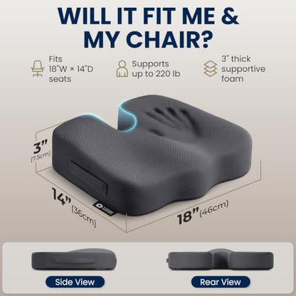 Seat Cushion Memory Foam Chair Cushion for Tailbone Pain Relief