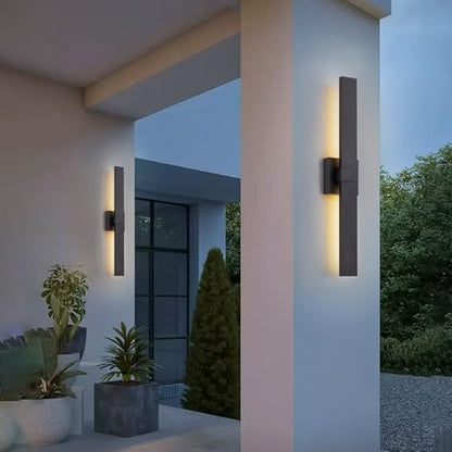 2 Pack Modern Outdoor Wall Light Exterior Black LED Patio Wall Light Fixture 27.2" Exterior Wall Sconce Outdoor Porch Lights for House (2 Count)