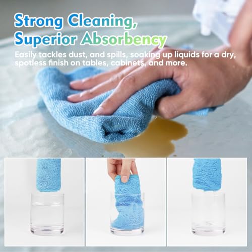 Blue Microfiber Cleaning Cloth 6 Pack 12.5 x 12.5 inch Microfiber Towels for Cars Ultra Absorbent Car Washing Cloth Lint Free Streak Free Cleaning Rags for Car (6 Count)