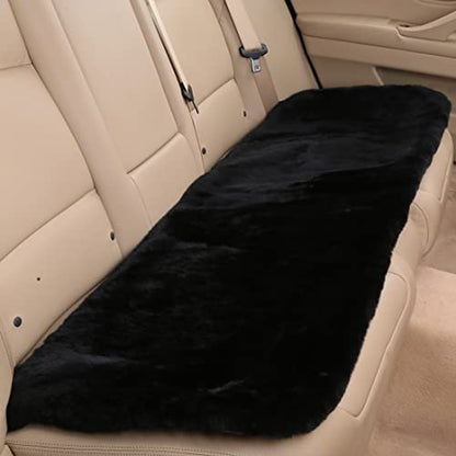 Black Genuine Sheepskin Car Rear Seat Cover for Fuzzy Back Cushion