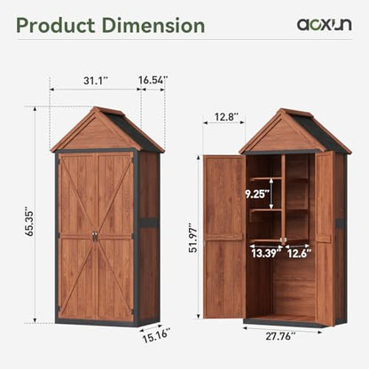 Solid Wood Outdoor Cabinet 2.3'x1.3' with Asphalt Roof & Floor