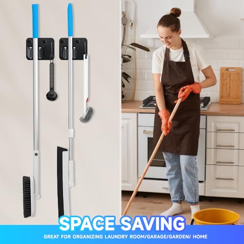 2 Pack Broom Holder with Heavy Duty Hooks (6.24 Ounce)