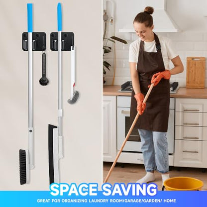 2 Pack Broom Holder with Heavy Duty Hooks (6.24 Ounce)