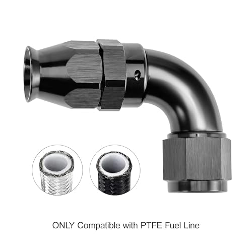 10AN 90 Degree PTFE One Piece Full Flow End Hose Fitting Aluminum Black