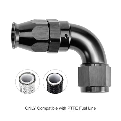 10AN 90 Degree PTFE One Piece Full Flow End Hose Fitting Aluminum Black