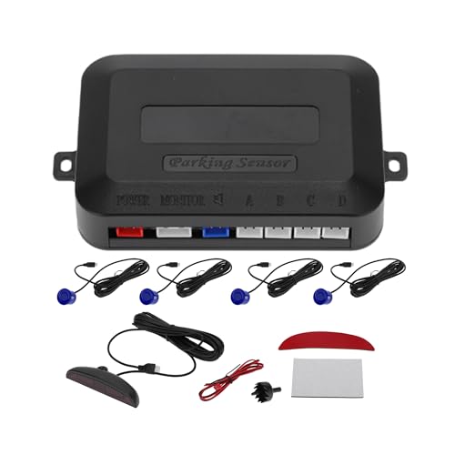 Universal Car Auto Vehicle Reverse Backup Radar System Reverse Parking Sensors Alarm Buzzer Reminder Distance Detection Blue 4Parking Sensors