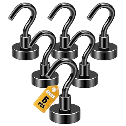 Magnetic Hooks 6pcs 30lbs+ Cruise Essentials 2026 Magnet Hook Black (6 Count)