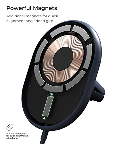 Velox Magnetic Wireless Charging Air Vent Car Phone Mount. Compatible with MagSafe iPhones including iPhone 12