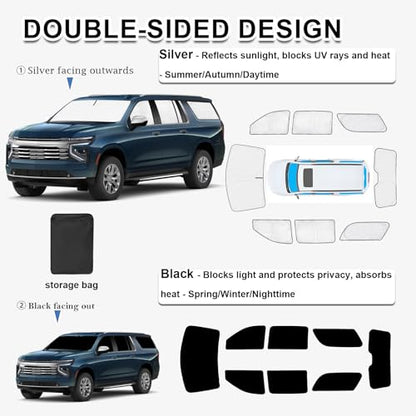 8pcs Thicken Sun Shades for Chevrolet Chevy Suburban 2021