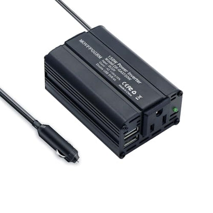 150W Power Inverter 12V DC to 110V AC Car Plug Adapter Outlet Converter with 2.4A Dual USB AC car Charger for Laptop Computer