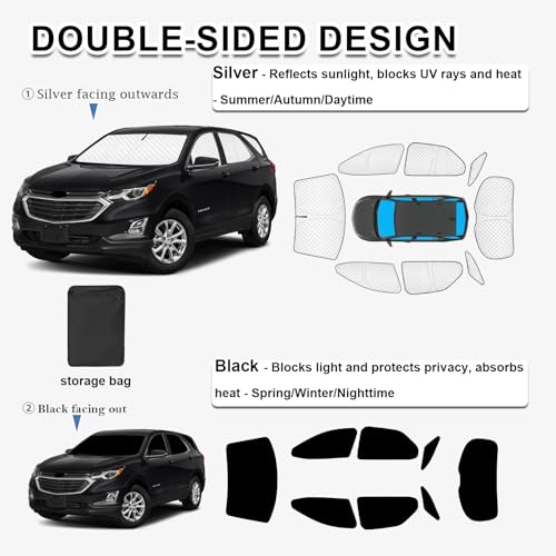 8pcs Thicken Sun Shades for Chevy Equinox 2018 (8 Count)