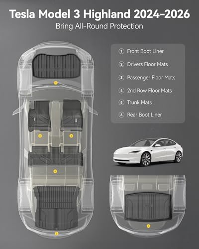 6PCS Full Set Floor Mats for Tesla Model 3 Highland 2024