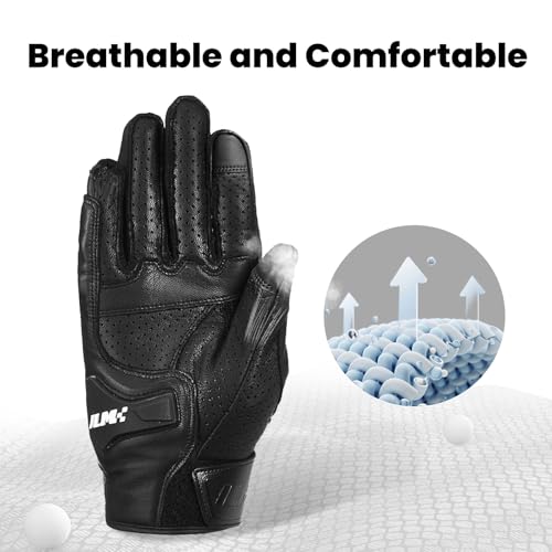 Goatskin Leather Motorcycle Motorbike Powersports Racing Gloves Touchscreen for Men and Women Model DN01