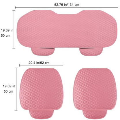 Pu Leather Car Seat Bottom Covers Protectors Include 1 Pair Front Driver Seat Pad Mat and 1 Rear Bench Cover Universal Fit 90% Vehicles