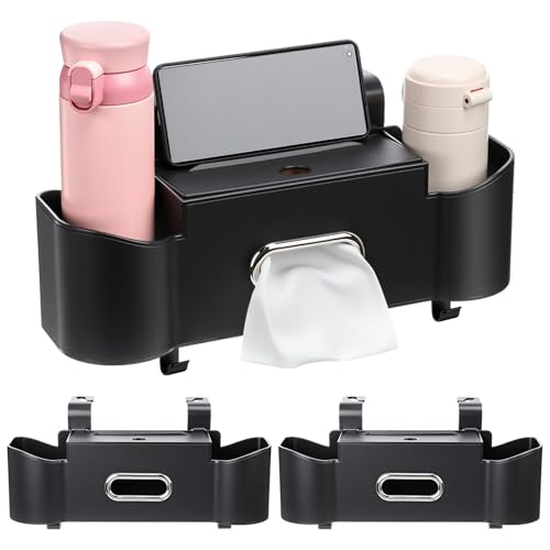 2 Pack Multifunctional Car Seat Back Storage Box Car Seat Back Organizer with Tissue Box (2 Count)