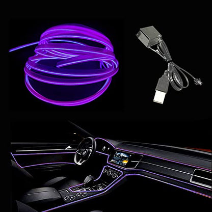 El Wire Purple Interior Car LED Strip Lights
