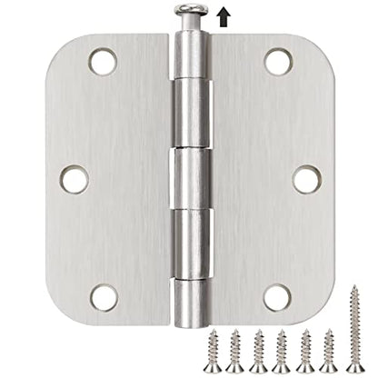 3 1/2" Satin/Brushed Nickel Door Hinges 3.5" 5/8" Rounded 42 Pack