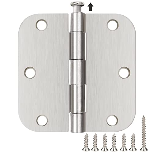 3 1/2" Satin/Brushed Nickel Door Hinges 3.5" 5/8" Rounded 12 Pack