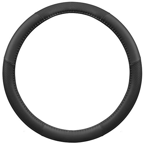 Perforated Microfiber Leather Steering Wheel Cover for Cars Trucks SUVs Vans
