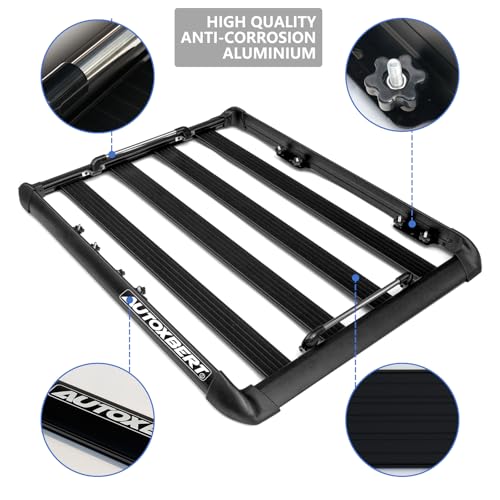 50" x37.8" x3.54" Universal Aluminum Roof Rack Rooftop Cargo Carrier Luggage Basket 330LBS Heavy Duty Car Top Luggage Holder for Cars SUVs and Trucks