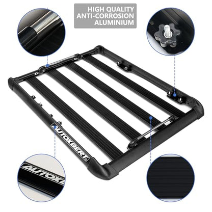 50" x37.8" x3.54" Universal Aluminum Roof Rack Rooftop Cargo Carrier Luggage Basket 330LBS Heavy Duty Car Top Luggage Holder for Cars SUVs and Trucks