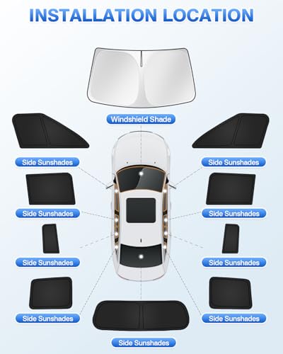 Sunshades for Hyundai Santa Fe 2024 2025 2026 Accessories Windshield Sun Shade Side Rear Window Shade Cover Sun Visor Shield Privacy Protection Keep Vehicle Cool Black 10PCS (10 Count)