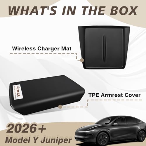 Armrest Cover & Charging Mat for 2026 2025 Model Y Juniper