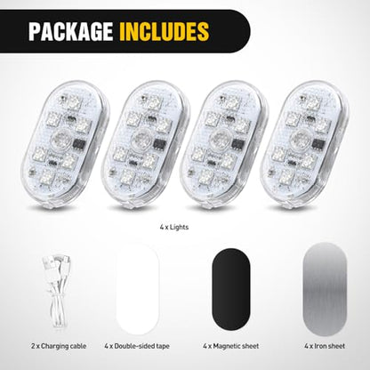 4 PCS 7 Colors Wireless Magnetic RGB LED Interior Lights