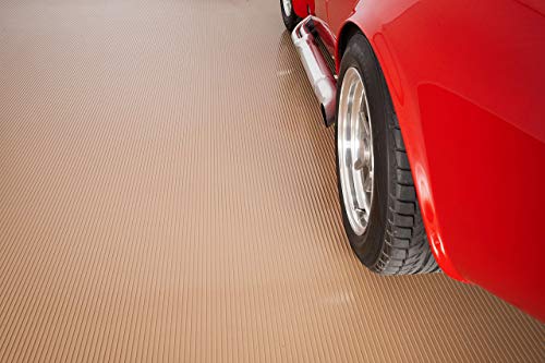 Garage Flooring 8'6" x 22' Sandstone Ribbed Channel Vinyl Protector Mat