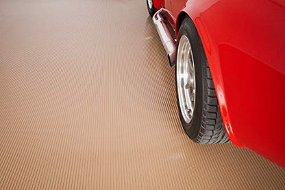 Garage Flooring 8'6" x 22' Sandstone Ribbed Channel Vinyl Protector Mat