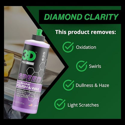 Speed All-In-One Polish & Wax – Scratch & Swirl Remover, Clear Coat Safe Paint Sealant – High Gloss Finish, Easy Application – 8oz – Made in USA (8 Fl Oz)