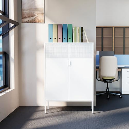 2 Mesh Door Metal Storage Cabinet with Adjustable Shelves