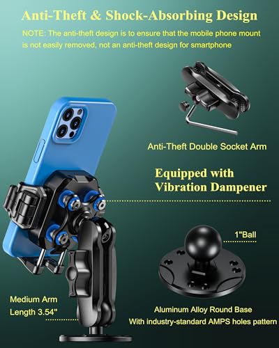 Anti Theft Phone Mount Holder with Vibration Dampener