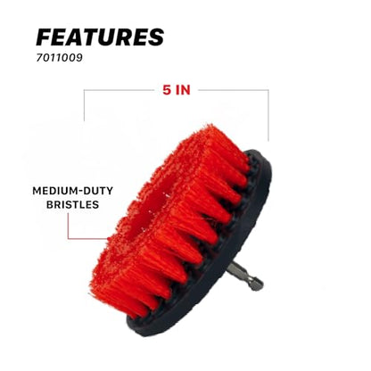 2", 4", & 5" M8 Medium-Duty Upholstery Carpet Brush with Drill Attachment Set – Power Scrubber Attachment for Car Detailing – Removes Grime, Stains & Spots from Fabric, Seats & Carpets