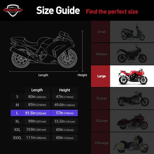 Ultimum Series Motorcycle Cover Waterproof All Weather Protection Universal Heavy Duty Night Reflector with Lock