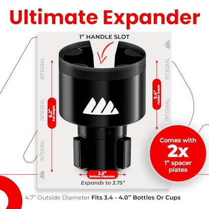 Ultimate Car Cup Holder Expander with Adjustable Base & Organizer