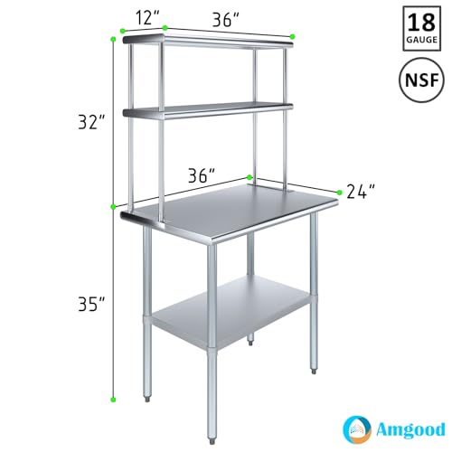 Stainless Steel Work Table Double Tier Overshelf (2 Count)