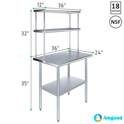 Stainless Steel Work Table Double Tier Overshelf (2 Count)