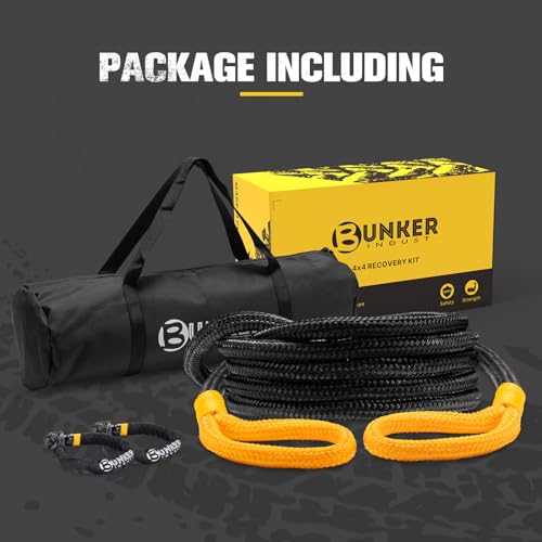 3 4in×20ft Kinetic Recovery Rope with 2 Soft Shackles Kit
