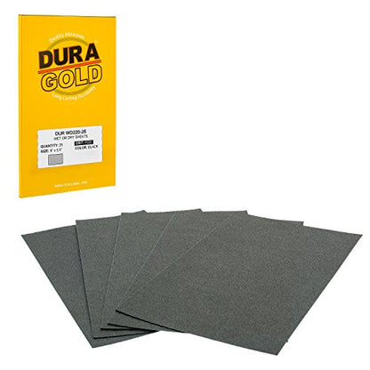Premium 220 Grit Wet or Dry Sandpaper Sheets (25 Count)