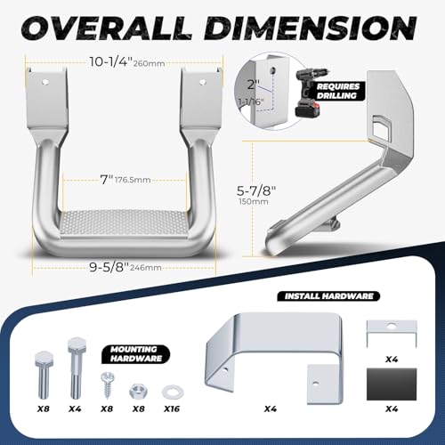 1 Inch Universal Side Step with Mounting Brackets (2 Count)