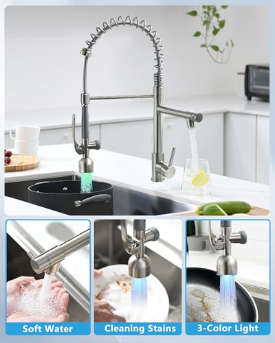 Commercial Pull Down Sprayer Brushed Nickel Kitchen Faucet