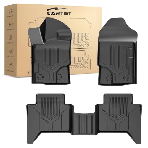 Floor Mats Fits for Ford Ranger 2019 2020 2021 2022 2023 Accessories All Weather Floor Mat for Ranger Super Crew Floor Liner Heavy Duty Black (3 Count)
