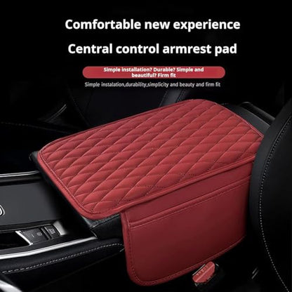 Car Armrest Cover Leather Car Console Covers Box Pad with Pocket and Tissue Box Arm Rest Cover for Car for SUV Truck Sedan Vehicle