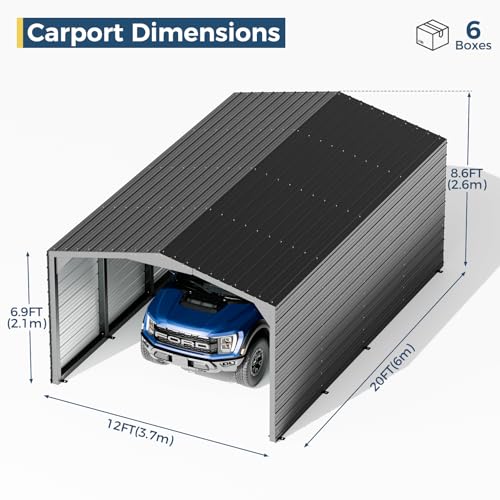 Military Grade Metal Carport 12x20 FT